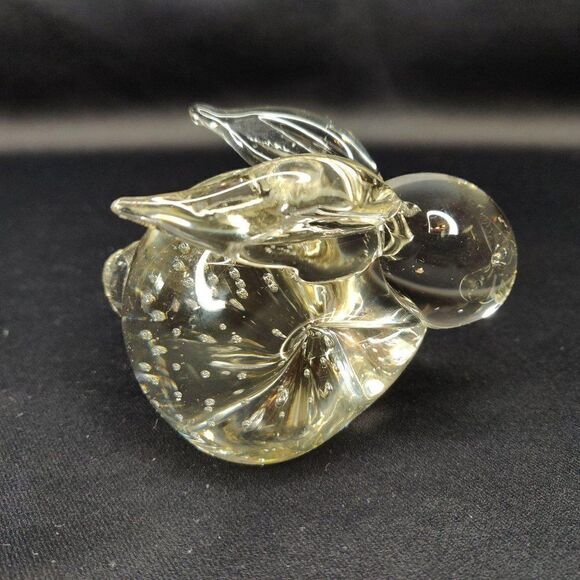 Vintage Glass Bunny Rabbit Paperweight Art Glass Controlled Bubbles Clear - Picture 5 of 6